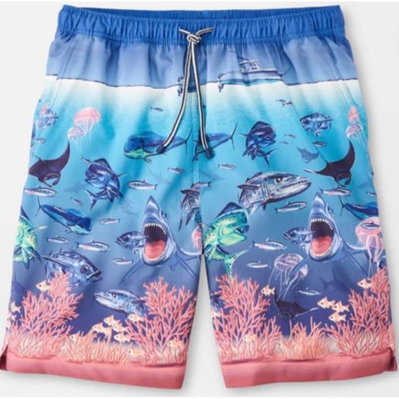 Peter Millar Other - Peter Millar Men's NWT Ocean Traffic Swim Trunks Shark Fish Island Blue …